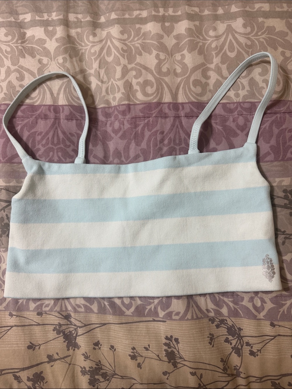 Free People Light Blue & White Striped Bandeau Tank